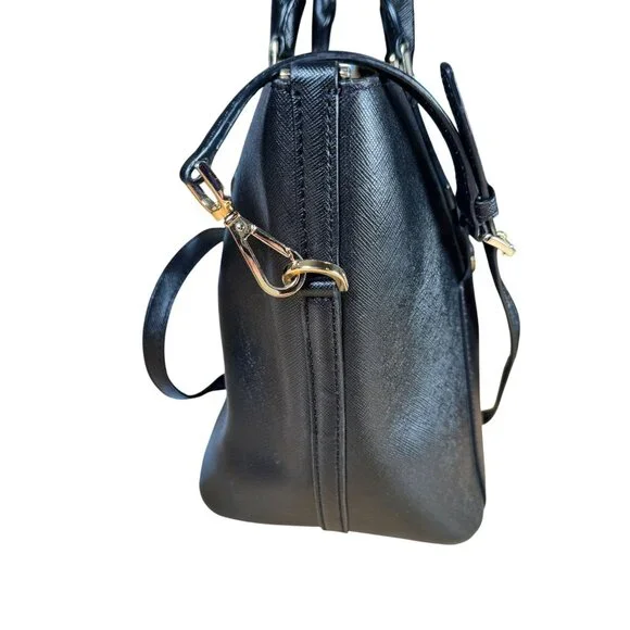 MICHAEL Michael Kors Greenwich Large Saffiano Leather Satchel Black Handbag Tote - Picture 5 of 12